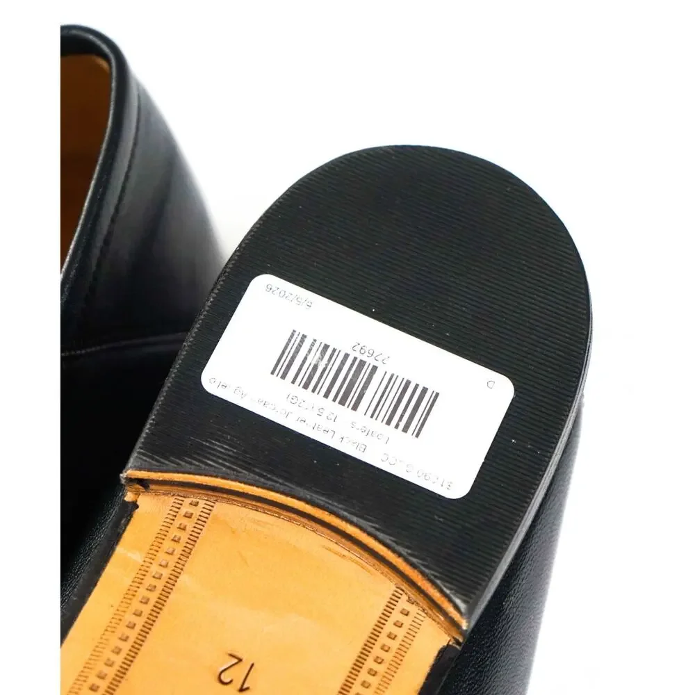 $1,090 GUCCI - Black Leather Jordaan Agnello Loafers - 12.5 (12G)